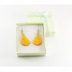 Real Butterfly Wing Earrings Transparent Sulphur Yellow Forewing 