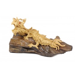 Natural Crawling Teak Dragon Sculpture