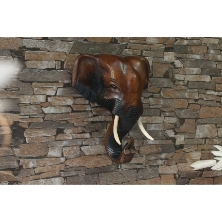 8 Inch Wooden Elephant Head Wall Carving