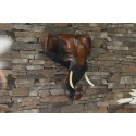 8 Inch Wooden Elephant Head Wall Carving