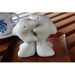 Dolphins Hugging White Salt and Pepper Shakers