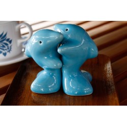 Dolphins Hugging Blue Salt and Pepper Shakers