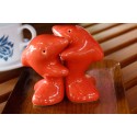Dolphins Hugging Red Salt and Pepper Shakers