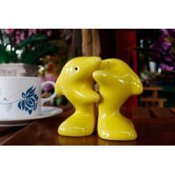 Dolphins Hugging Yellow Salt and Pepper Shakers