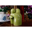 Hugging People Green Salt and Pepper Shakers